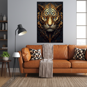Geometric Tiger Canvas Art: Abstract Jungle Decor Print,<b>WRAPPED</b> CANVAS - Product Image 3