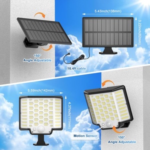 Projecteurs solaires extérieurs IP65 étanches, 186 LED, lumière murale solaire, lot de 1 - Product Image 3
