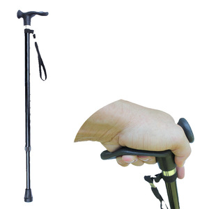 Aluminum Alloy Folding <b>Cane</b> Telescopic Height Adjustable Non Slip Walking Stick For Elderly People Black Left Or Right Hand - Product Image 3