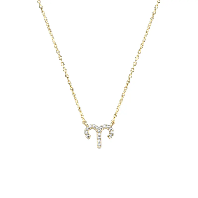 Elegante 925 Sterling silver 12 segno zodiacale collana pendenti fascino catena d'oro girocollo astrologia collana gioielli per le donne