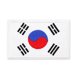 แผ่นธงเกาหลีใต้แผ่นปะติดธงสวีเดนปักด้วยแผ่นเหล็กสำรอง