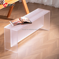 Tabouret à chaussures simple et créatif, banc à chaussures long en acrylique de luxe, chaise en plexiglas transparent, tabouret de bout de lit, petite table