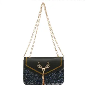 hot sale soft small leather shoulder ladies fancy sling chain hand bags bags for ladies in stock
