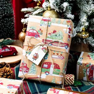 Burymento Christmas <b>Wrapping</b> <b>Paper</b> 17 In X 32.8 Ft Kraft Santa Car Design Recyclable Single Side Gift Craft - Product Image 6