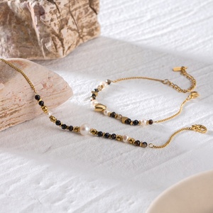 Fashionable Hot-selling Simple Delicate Elegant Vintage Tiger's Eye Spliced Black Gallstone Stainless Steel <b>Bracelet</b> - Product Image 3