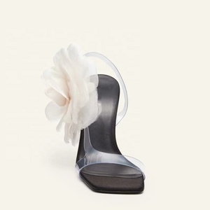 Women's PVC Straps Sandals 3D Side Flower Summer Stiletto on Thin High Heels Dress <b>Pumps</b> Shoes - Product Image 6