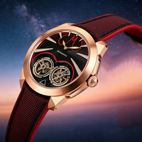 Montre de sport automatique de luxe de haute qualité en acier inoxydable, étanche, avec bracelet en cuir et silicone pour hommes
