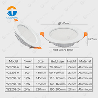 Projecteurs LED Encastrés Direct Usine Options TCC 3000K 4000K 6000K 6W 9W 12W 18W 24W