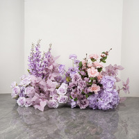 Chemin de Table Long à Fleurs Mauves Centres de Table Floraux pour Décoration de Mariage Arrangement Floral Artificiel en Soie Vente en Gros