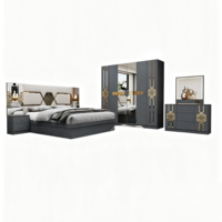 Ensemble de chambre à coucher Runwood de luxe moderne en bois massif, lit double avec rangement et tiroirs pour la maison, l'hôtel, l'appartement ou la villa