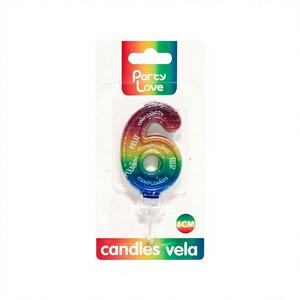 Multicolor No. 6 6,5 cm Velas para pastel de feliz cumpleaños Velas decorativas de cera para fiestas y bares para ocasiones de Año Nuevo de Pascua - Product Image 1