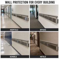 Rampe murale de protection en acier inoxydable soudé sur mesure pour couloirs, idéale pour les multiples espaces de bâtiment (OEM)