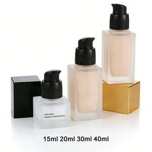 Venta al por Mayor de Envases Cosméticos Recargables Cuadrados de 15ml, 20ml, 30ml y 40ml, Botella de Vidrio con Bomba para Suero, Base Líquida - Product Image 1