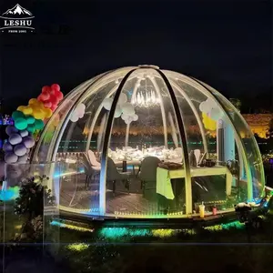 Venta caliente leshu Venta al por mayor de lujo geodésico cúpula tiendas Resort transparente al aire libre Safari iglú cúpula casa eventos tienda