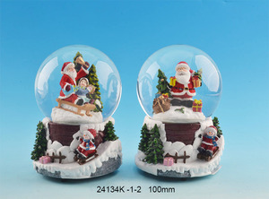 OEM Snowball decorazione della casa globi di acqua su misura grande albero di inverno <span class=keywords><strong>villaggio</strong></span> con natale Santa paesaggio globo di neve - Product Image 3