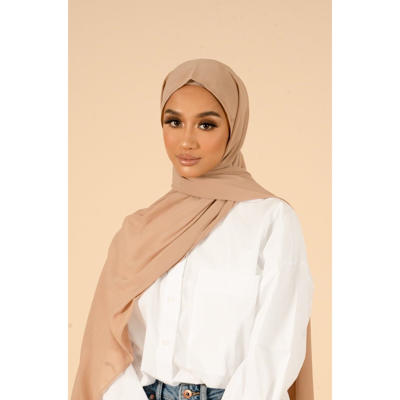 Cotton Soft Muslin Fringed Crinkle Hijab In Blue/ Scarf - Foto 5