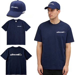 T-shirt Sportiva da Uomo in Cotone Oversize Blu Navy Personalizzata con Grafica, Vestibilità Rilassata e Traspirante - Product Image 1