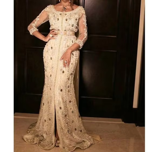 Stylish Dubai Moroccan <b>Kaftan</b> Floor Length <b>Dress</b> with Heavy Zardozi Work for Weddings Indian & Pakistani Clothing-2019 Style - Product Image 2