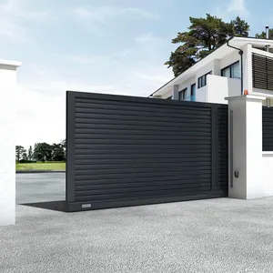 Moderne Sichtschutz Sicherheit Aluminium Lamelle Haupttor Designs benutzer definierte pulver beschichtete Aluminium Schiebe tore für Haus Villa nach Hause