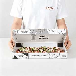 Boîte à <span class=keywords><strong>pizza</strong></span> personnalisée à 3 compartiments, <span class=keywords><strong>emballage</strong></span> en carton alimentaire pour mini-pizzas, boîte à emporter écologique - Product Image 4