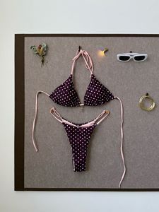 Ensemble <span class=keywords><strong>de</strong></span> bikini à pois triangulaire, <span class=keywords><strong>maillot</strong></span> <span class=keywords><strong>de</strong></span> <span class=keywords><strong>bain</strong></span> rétro à bretelles, <span class=keywords><strong>maillot</strong></span> <span class=keywords><strong>de</strong></span> <span class=keywords><strong>bain</strong></span> deux pièces à coupe haute pour femmes - Product Image 2