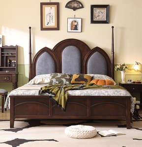 Cama de Madera Sólida de Estilo Europeo, Estilo <span class=keywords><strong>Hotel</strong></span> Americano de Lujo, Moderna y Minimalista, Cama de Princesa de Estilo Vintage, Cama Semi-lujosa - Product Image 2