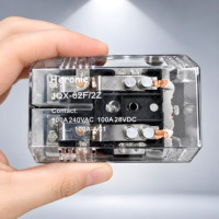 Relais haute puissance JQX-62F 100A 240VAC 28VDC DPDT, relais à usage général, bobine 12V 24V 220V, couvercle transparent