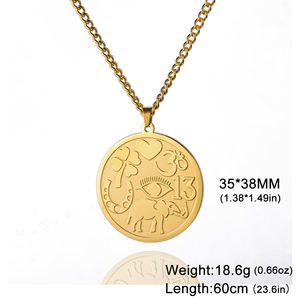 Myshape Good Luck Elephant Medallion Collier Puissant Protection Amulette Ohm Symbole Fer à Cheval Evil Eye Collier Acier Inoxydable - Product Image 6