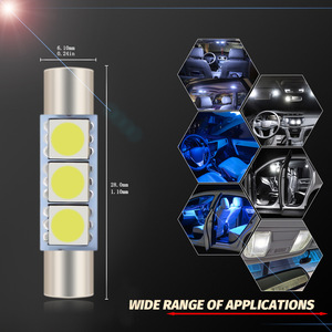 Ampoule LED Festoon T6 C5W 3SMD 5050 28mm 31mm pour éclairage intérieur automobile, miroir de courtoisie, pare-soleil DC12V - Product Image 4
