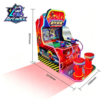 Arcadix Machine de jeu d'arcade de tir à l'eau à monnayeur, 2 à 4 joueurs, Thème Pompier courageux, pour aire de jeux intérieure pour enfants
