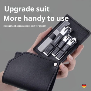 Fornitura di fabbrica Set Manicure nero punta punta diritta pinza per dita Nano lima per unghie in vetro in scatola - Product Image 3