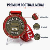 Medali Kejuaraan Sepak Bola Amerika Kustom, Perak Antik, Penghargaan Olahraga, Kompetisi Liga, Suvenir Penyelesaian Lomba, Enamel OEM
