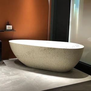 Bañera de piedra artificial bañera de hidromasaje para una persona baño moderno resina bañera de pie libre para hotel - Product Image 2