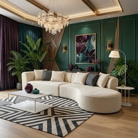 Canapé modulable moderne en velours côtelé, à assise profonde et forme incurvée, multiplace, avec mousse à mémoire de forme compressée, polyvalent
