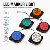 Nouvelle Feuille de Signalisation Latérale LED Ronde à Base Carrée Diamantée Rouge Blanc Ambre Vert Bleu 24V pour Camion Remorque Étanche ENSAITE