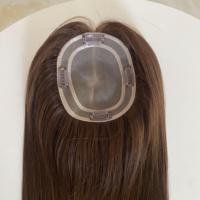 Vente en gros de postiches en cheveux humains 100% faits à la main, alignés sur la cuticule, toupet mono 5*6 # Couleur 1C pour femme blanche