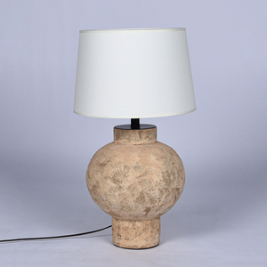 Warm and <b>rustic</b> handmade ceramic base fabric lampshade Suitable for home hotel bedroom living room <b>bedside</b> <b>table</b> lamp - Product Image 4