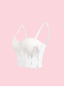 Fábrica al por mayor de lino bordado encaje flor Sexy deshuesado Bustier mujeres ramillete malla personalizado corsé Bar Top De Mujer - Product Image 5