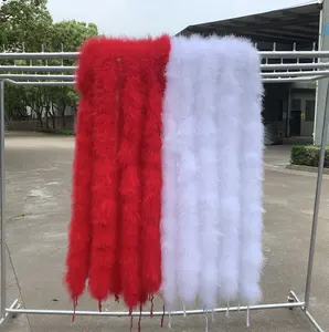 Decorative Feathers For Party DIY Turkey Boas Supplier Thick Bulk Red Pink Party 40g Big Soft Cheaper Party Marabou Feather Boa For Christmas Ornament