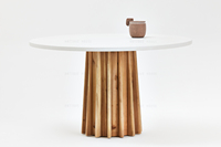 Ensemble de table classique nordique naturel tables rondes en ardoise table à manger 6 places en béton et bois