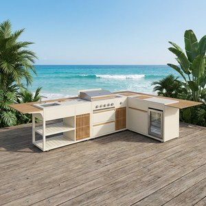 Ensemble de cuisine extérieure de luxe avec îlot à <span class=keywords><strong>pizza</strong></span> et barbecue moderne de qualité supérieure, et réfrigérateur de barbecue de luxe - Product Image 3