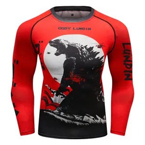 Impression numérique personnalisée T-shirts à manches longues Marque Vêtements Sublimation Musculation Fitness Sportswear pour hommes Bjj Wear