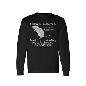 Camiseta de manga larga con estampado 'Outside I'm Human Inside I'm A Rat' - Product Image 2