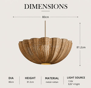 Lámpara colgante de ratán estilo bohemio con forma de concha de vieira, pantalla tejida a mano, luz de suspensión para villa, casa, comedor, decoración del hogar - Product Image 5