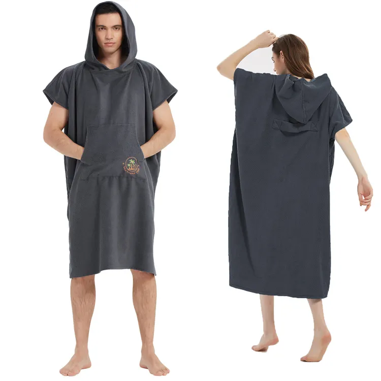 Terry à capuche serviette de plage Robes Surf Poncho serviette de plage avec capuche Surf serviette à langer Poncho à capuche changement Robe Surf