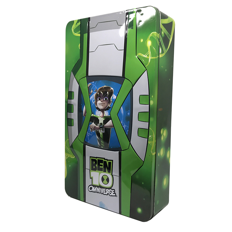 Модная прямоугольная жестяная коробка для хранения игрушек с замком и ключом