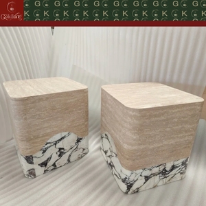 Mesa Auxiliar GOLDKING de Travertino Calacatta Viola, Piedra Beige Púrpura para Sala de Estar o Dormitorio, Diseño Personalizado de Mármol y Piedra Caliza - Product Image 6
