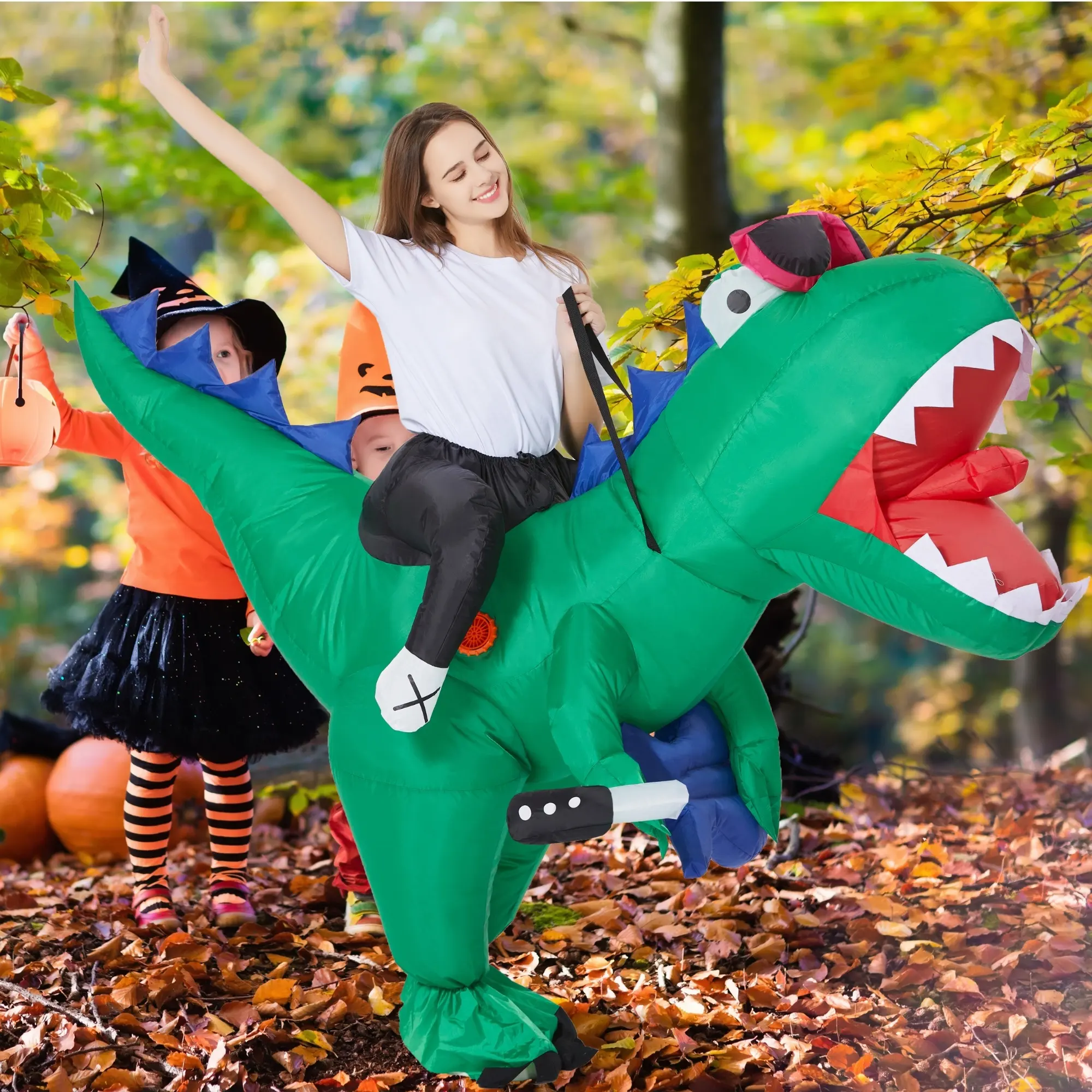 Disfraz inflable dinosaurio de Halloween traje inflable fiesta de vacaciones dinosaurio gigante inflable disfraz de adulto