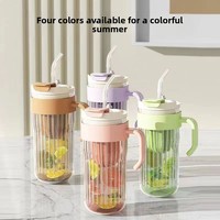 Bouteille en verre à double paroi personnalisée de 550ml-Qualité alimentaire avec couvercle en paille | Tasse à thé/café avec infuseur de fruits, incassable, gravure en vrac