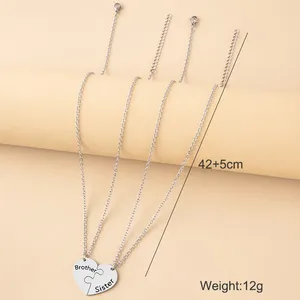 Ensemble de 2 colliers tendance en acier inoxydable avec pendentif cœur puzzle pour frère et sœur, bijoux de famille, cadeaux - Product Image 4